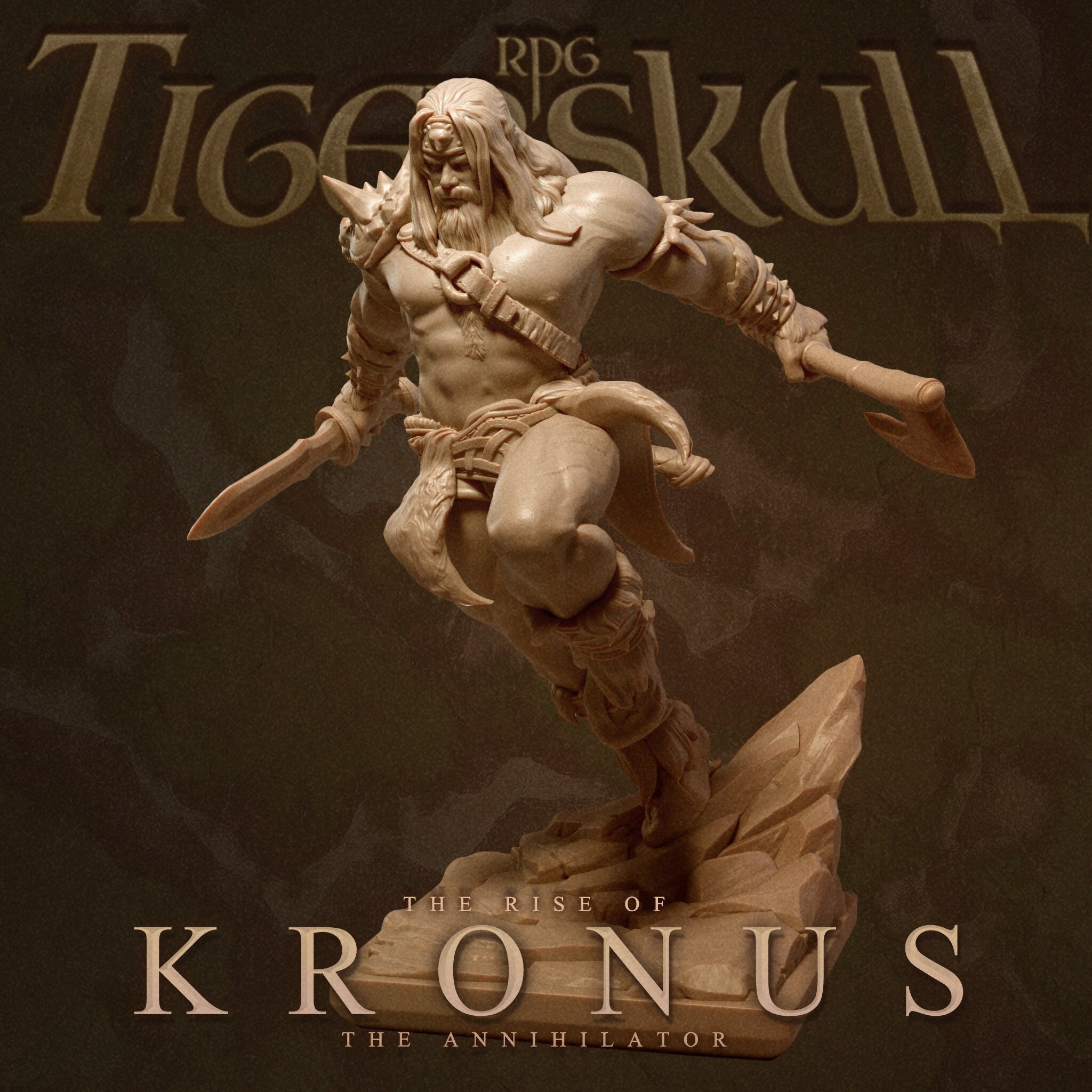 Kronus The Barbarian | 32mm-Scale Model | Preprimed Resin 3D Printed  Miniature Model by Tiger Skull RPG