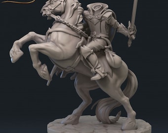 Headless Horseman - Preprimed 3D Printed Miniature Model by Great Grimoire for Tabletop RPGs