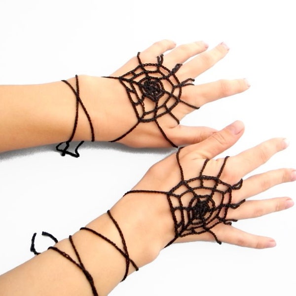 Hand made spider-web gloves. Perfect for a halloween costume.