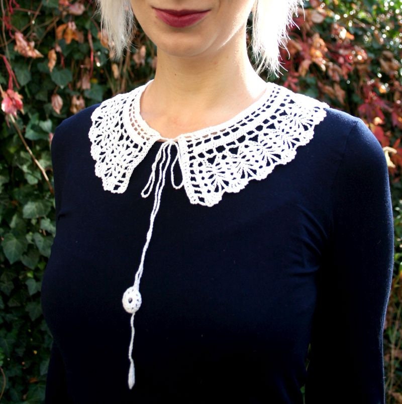 White Crochet Lace Collar, Vintage Style Collar, Lolita Fashion