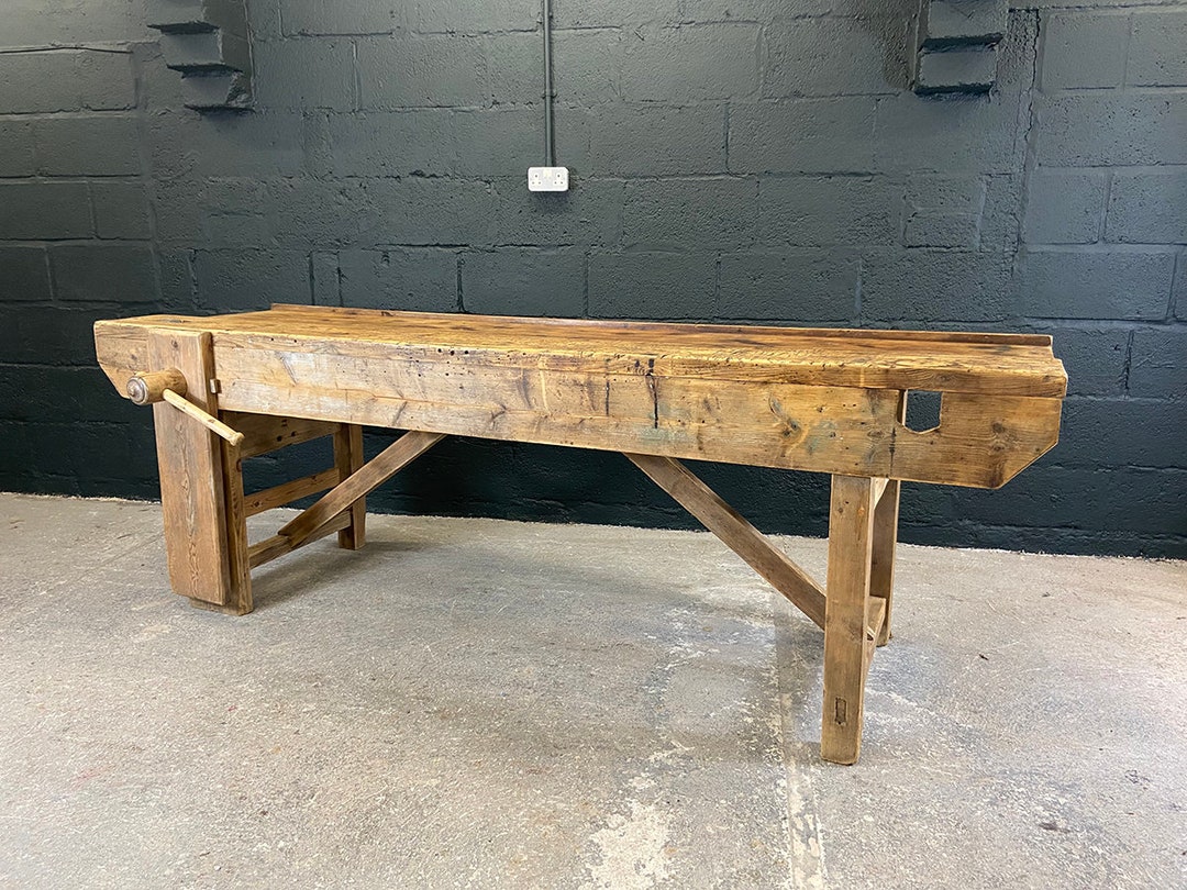Vintage 8ft Pine Joiners Workbench. Kitchen Prep Bench Unit. Etsy UK