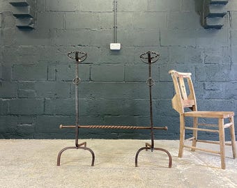 Pair of French Wrought Iron Fire Dogs