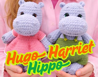Hugo Harriet Hippo Crochet Pattern: Intermediate Amigurumi Plush PDF