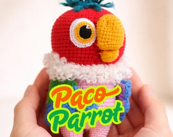 Paco Parrot Crochet Pattern: Low Sew Amigurumi Tutorial (Digital Download)
