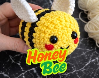 Amigurumi Crochet Bee Pattern, Easy Plush Bumblebee Beginner Toy DIY (PDF Download)
