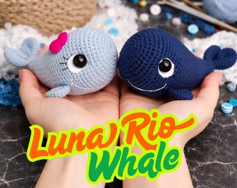 Crochet Whale Pattern PDF – Luna & Rio Amigurumi Plush Toy Tutorial (Instant Download)