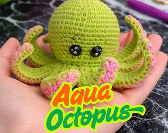 Octopus Crochet Pattern, Aqua the Little Octopus, Low Sew, Beginner Amigurumi  Ocean Animal Easy PDF