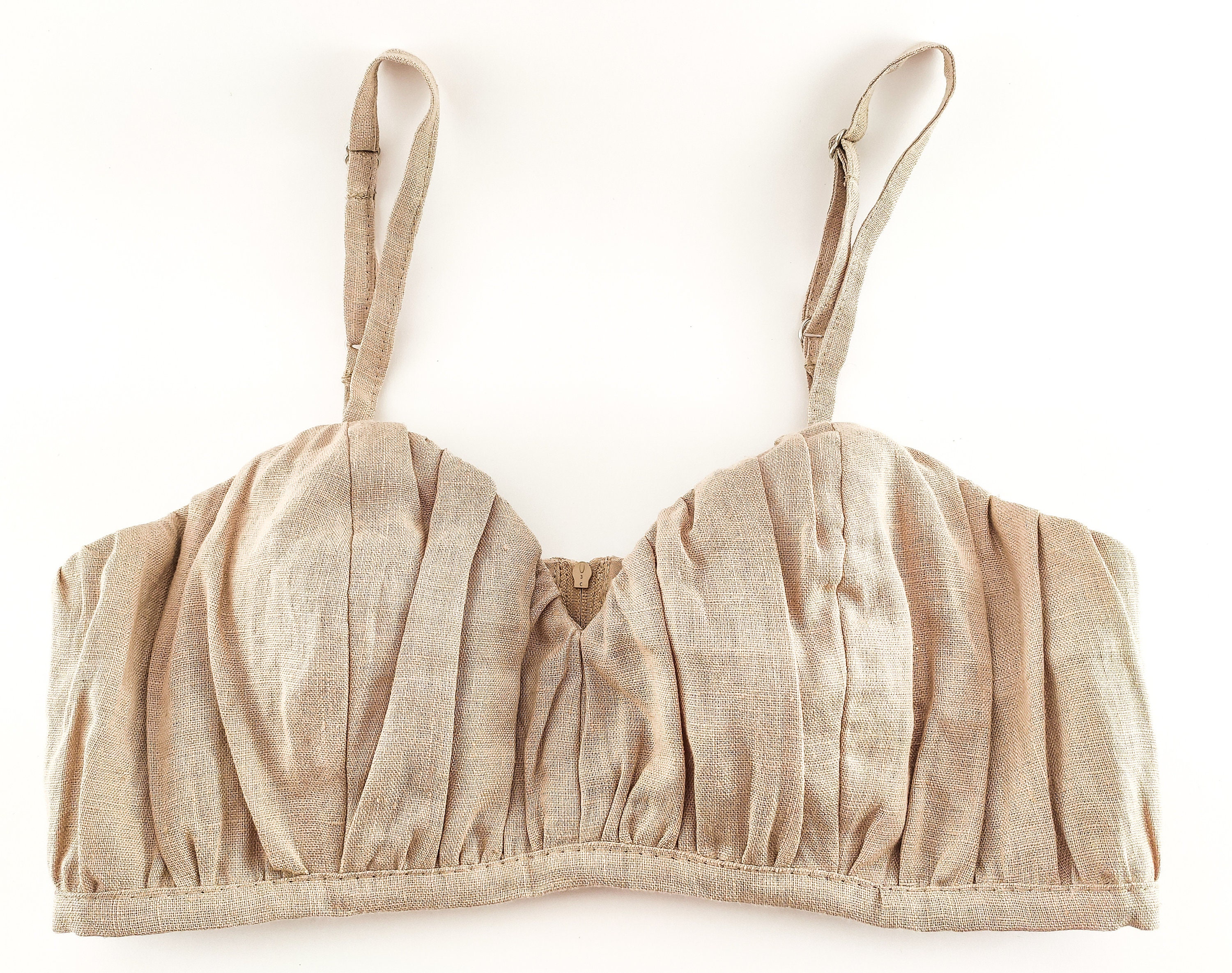 Linen bra in beige colour plus size bra linen bra top Etsy