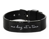 One Day At A Time Bracelets Unique Love Note On Black Shark Mesh Bracelet For Men Women