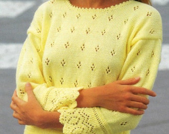 PDF pattern Ladies Summer Jumper Sweater Top crepe Knitting Pattern DK 30-44 inch chest, Double knitting DK, Downloadable vintage pattern