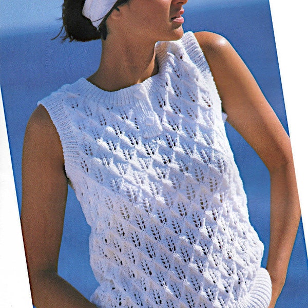 Vest top for women Knitting pattern, sleeveless tank top, no sleeve sweater, Instant PDF Download, Summer lacy button up top, Easy beginner