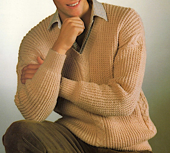 Long Sleeve Mens Vintage V Neck Sweater Men's V Neck Ribbed