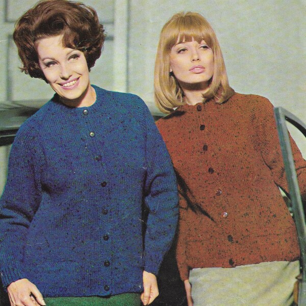 Wzór na kardigan Vintage Bracken DK w formacie PDF, rękaw typu raglan, 34-44 cale (natychmiastowe pobranie)