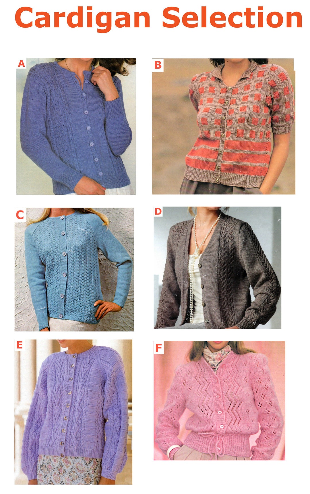 Women's Cardigan Assortment Knitting Pattern Bundle Selection, Ladies ...