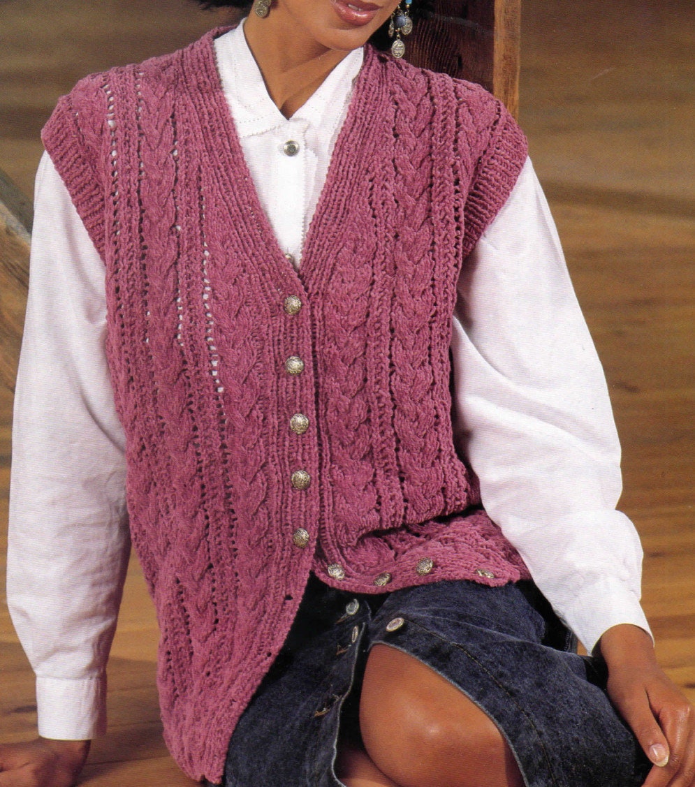 Women's Chenille Waistcoat Sleeveless V Neck Button up Long Knitting ...