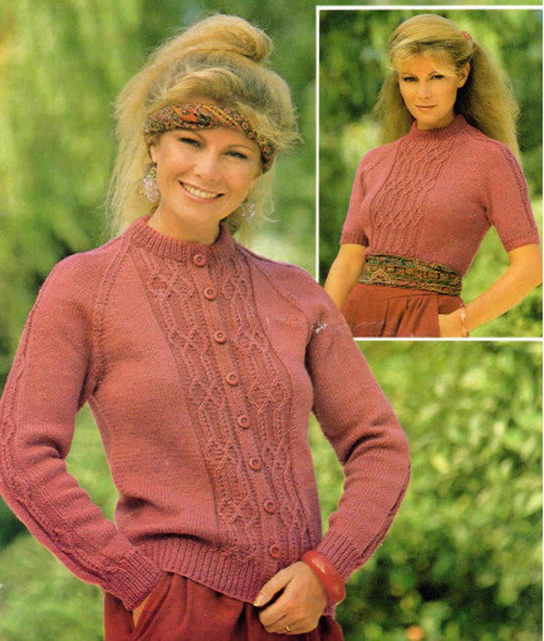 Womens Cardigan Sweater Knitting Pattern, Ladies Twin Set, Short Sleeve ...