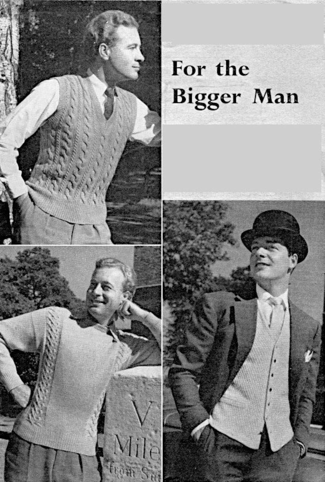 Men's Waistcoat, Sweater and Pullover 4-ply Knitting Pattern PDF 40-44