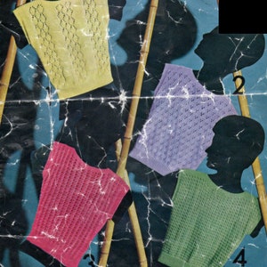 Women&#39;s round neck sleeveless jumpers in 4 easy patterns Double Knitting PDF 34-40&quot;, 1960&#39;s DK Instant download, retro knit pattern PDF