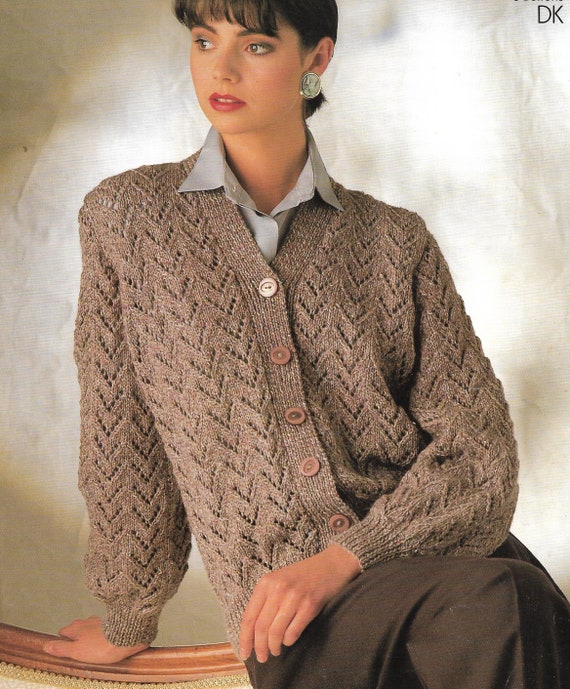 V Neck Button up Lacy Long Sleeve Cardigan for Women