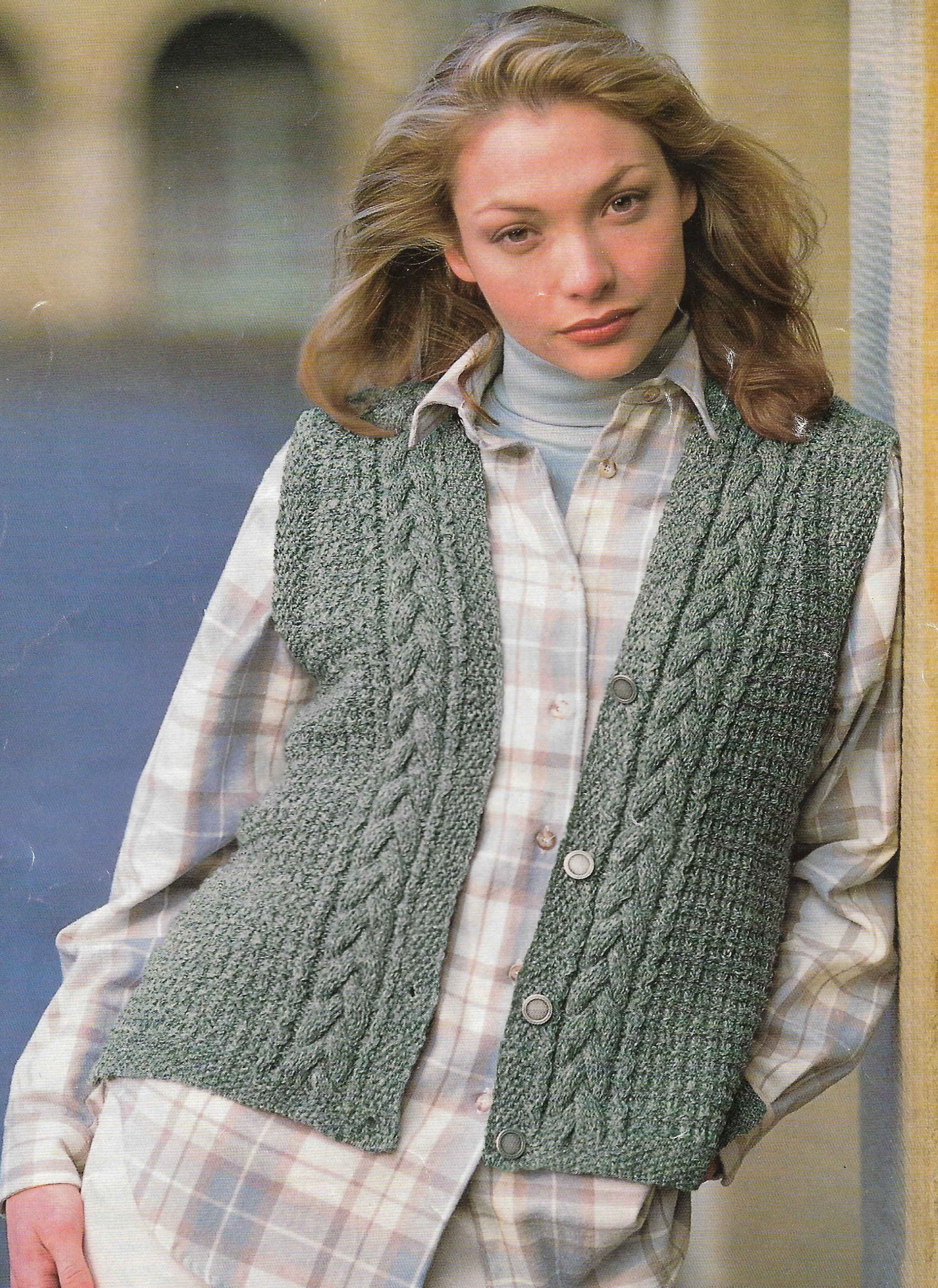 Womens Aran waistcoat knitting pattern, Sleeveless top, Button up vest, 32-42 inch chest, Denim sport pattern, Digital Instant download PDF Womens Aran waistcoat knitting pattern, Sleeveless top, Button up vest, 32-42 inch chest, Denim sport pattern, Digital Instant download PDF