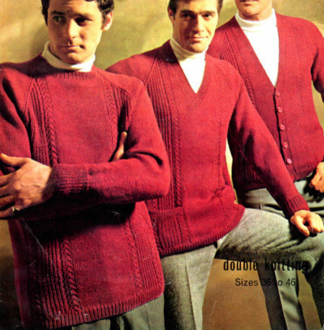 Men's Sweater Cardigan Round V Neck Long Sleeve Button Pockets DK