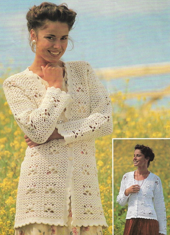 Crochet long and short length cardigan for women knitting pattern PDF 37 44