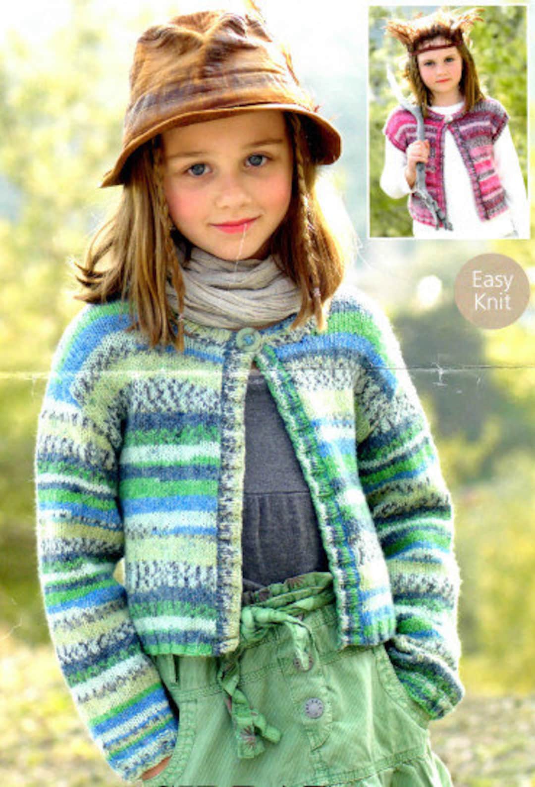 Girls Cardigan Knitting Pattern Round Neck Long Short Sleeve Button up Top Easy Knit 22 32 Childrens Vintage Pattern Instant Download PDF Etsy