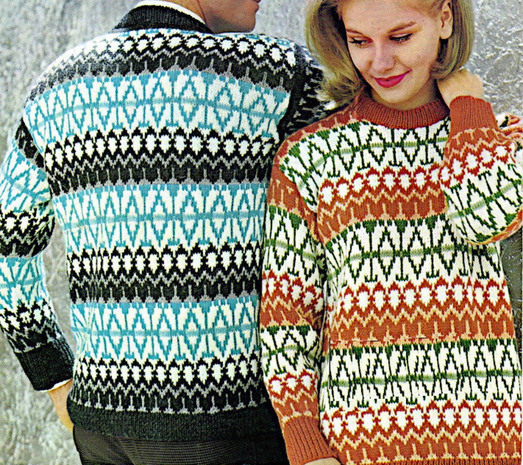 Unisex Norwegian Traditional Sweater With Round Neck Knitting Pattern ...