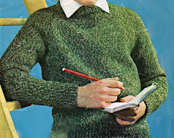 Two boy's raglan jerseys round neck, 4 ply/DK knit pattern PDF 25-33", kid's knitting pattern Instant download, 1960's Vintage pattern PDF