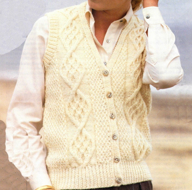 Knitted Aran waistcoat knitting pattern PDF 3040 Etsy Italia