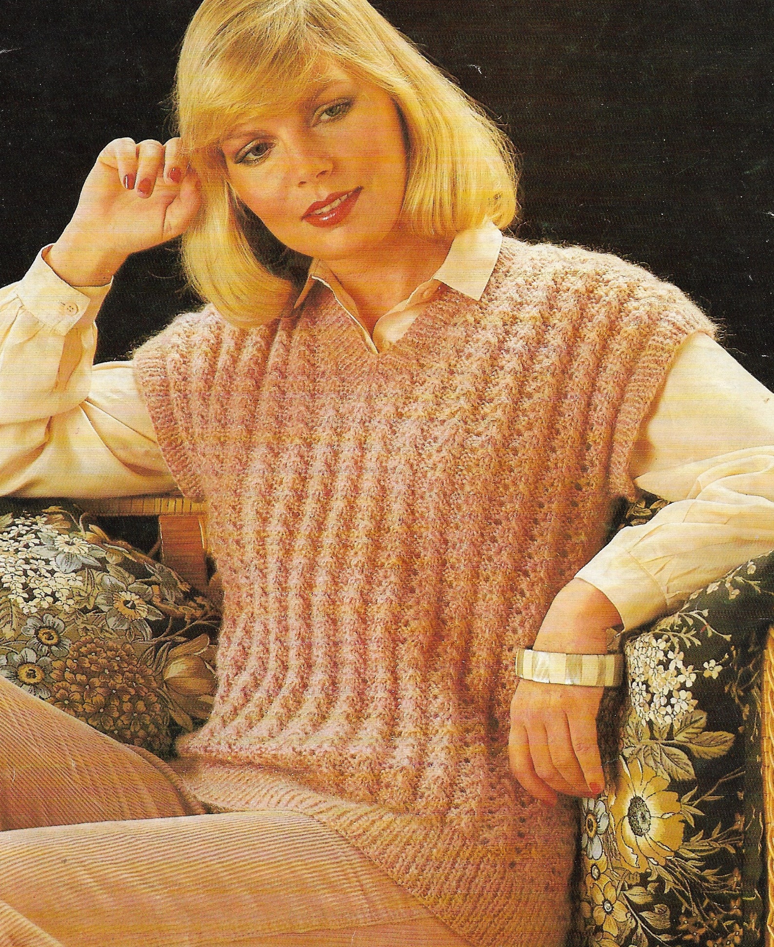 Vintage Women's Slipover Double Knit Knitting Pattern PDF 3440