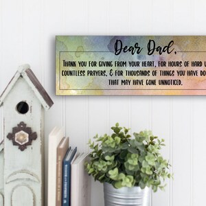 Thank You Dad For All You Have Done Sign for Wall or Tabletop