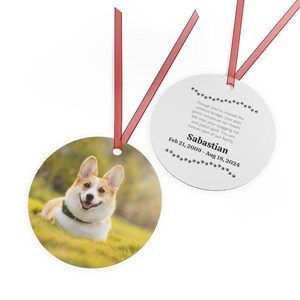 Personalized Metal Christmas Pet Ornament, Two-Sided Ornament, Pet Remembrance Gift, Pet Memorial Christmas Decoration, Pet Photo Keepsake