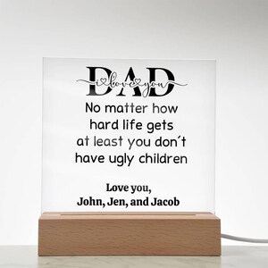Personalized Acrylic Square Plaque, Love You Dad, Father&#39;s Day Gift, Custom Acrylic Plaque, Gift for Dad, Custom Acrylic with Kid&#39;s Names