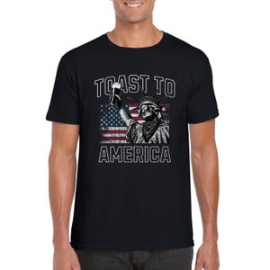 Toast To America Softstyle Unisex T-Shirt, Funny 4th of July Shirt for Men, American Pride Tee, Family Matching Couple Shirts 4th of July