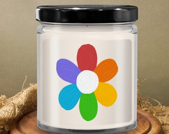Pride flower 9oz vanilla soy candle keepsake jar with lid