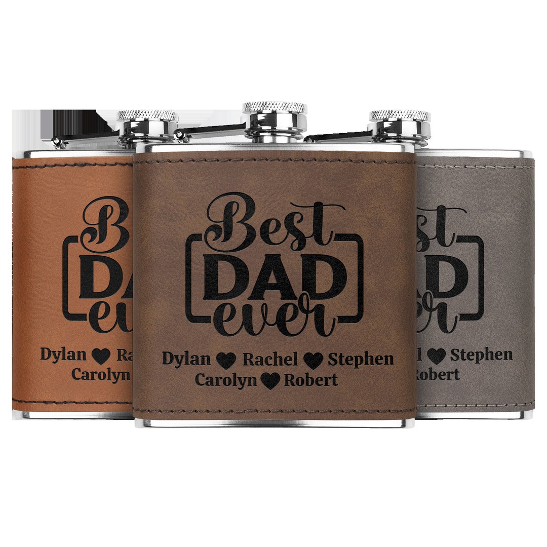 Best Dad Ever 6oz Flask Personalized From Kids Great Father's Day ...