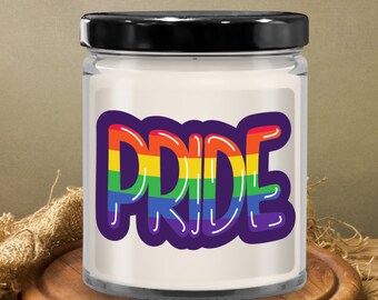 Pride 9oz vanilla soy candle keepsake jar with lid