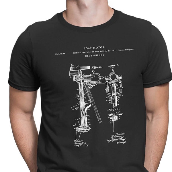 Outboard Motor Patent T Shirt, Nautical Shirt, Boating Gifts, Boat T Shirt, Boat Shirt, patentprints, patent t shirt, PT25