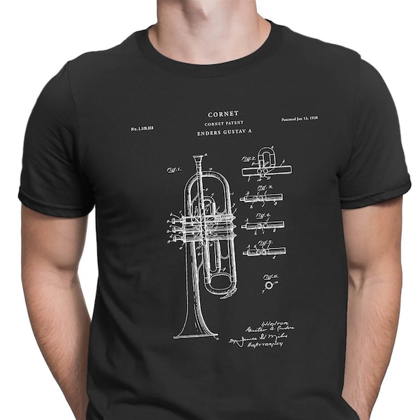 Cornet Shirt, Marching Band, Symphony, Orchestra, Music Gift, Musician, Brass, Wind Instrument, Cornet Patent, Cornet Design, PT36