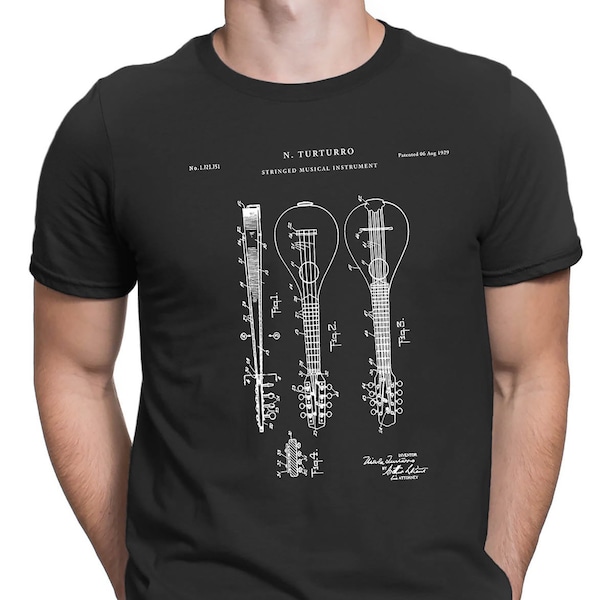 Gibson Mandolin Model-A Patent T Shirt, Bluegrass Music, Country Music Shirt, Guitarist, , Patent Art, Country Music Shirt, PT356