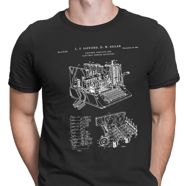 T-shirt WW2 Encryption Machine Patent Print Art 1944, Cypher Machine, Patent , WW2 Enigma, SIGABA, PT402