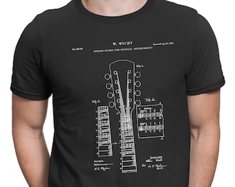 Gitarre Patent Print T-Shirt, Musiker Geschenk, PT662