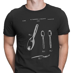 Spork Patent Print Art 1998 t-shirt, Innovation, Cutlery, Spork, Kitchen shirt, PT417
