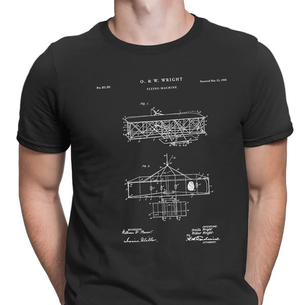 Wright Brothers Airplane Patent T-Shirt - Patent t-shirt, Old Patent t-shirt, Aviation T-shirt, Airplane T-shirt, Pilot Gift, PT450