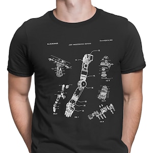 T-shirt Bionic Arm Patent Print Art 2013, Cybernetic, Cyborg, Blueprint, Doctor, PT403