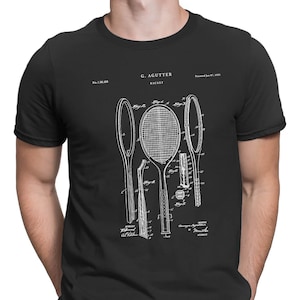Tennisschläger 1892 Patent-T-Shirt, Vintage Tennis, Tennis-Shirt, Sport-T-Shirt, Tennis-Geschenk, Muttertags-Shirt, einzigartiges T-Shirt, PT309