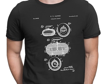 Curling Stone 1965 Patent Print T Shirt, Patent Prints, Patent Art, T Shirt Vintage, Blueprint Art, Patent T Shirt, gamer gifts, PT227