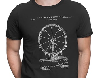 Ferris Wheel Shirt, Ferris Wheel Patent, Ferris Wheel T shirt, Ferris Wheel Blueprint, retro shirt, t-shirt, PT765
