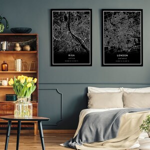Riga Black Map Black White Map Art City Map Poster - Etsy